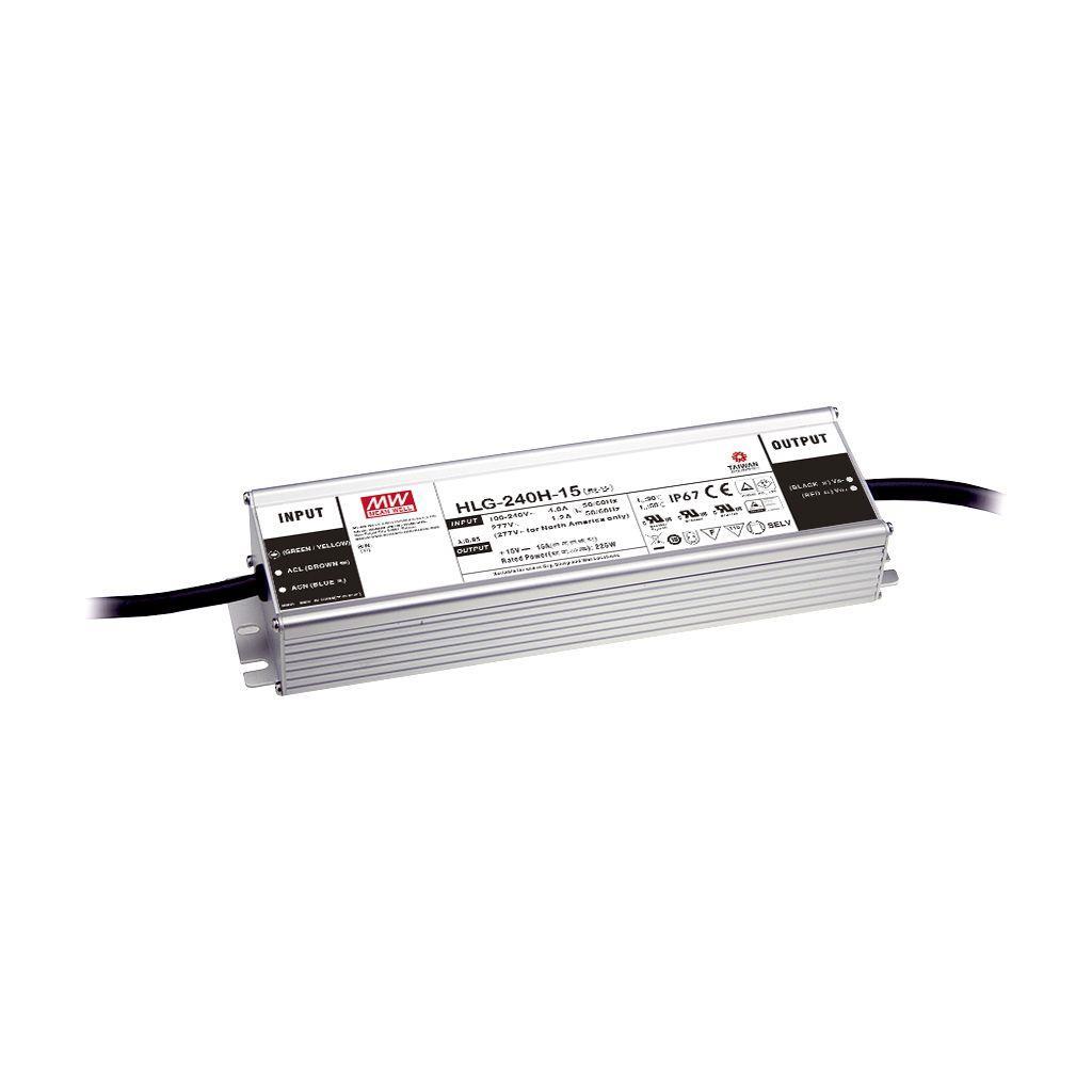 MEAN WELL HLG-240H-54AB AC-DC Single output LED Driver Mix Mode (CV+CC) with PFC; Output 54Vdc at 4.45A; IP65; Dimming with 1-10Vdc 10V PWM resistance; Io and Vo adjustable through built-in potentiometer