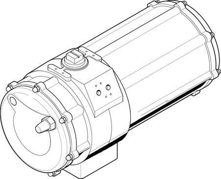 Festo 549686 semi-rotary drive DAPS-1440-090-RS2-F16 single-acting, Namur valves not suited for direct flange-mounting. Size of actuator: 1440, Flange hole pattern: F16, Swivel angle: 90 deg, End-position adjustment range at 0°: -5 - 5 deg, End-position adjustment ran