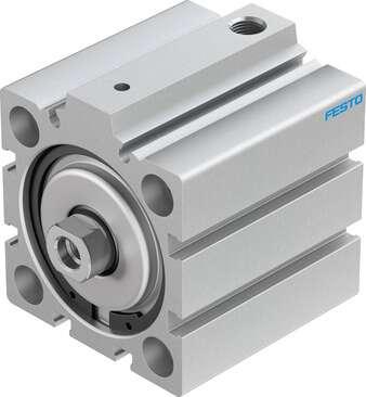 Festo 188253 short-stroke cylinder AEVC-50-25-I-P-A For proximity sensing, piston-rod end with female thread. Stroke: 25 mm, Piston diameter: 50 mm, Spring return force, retracted: 40 N, Based on the standard: (* ISO 6431, * Hole pattern, * VDMA 24562), Cushioning: P: