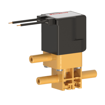 Humphrey 37045510 Solenoid Valves, Small 2-Way & 3-Way Solenoid Operated, Number of Ports: 3 ports, Number of Positions: 2 positions, Valve Function: Diverter, Piping Type: Inline, Direct Piping, Size (in)  HxWxD: 2.99 x 1.21 x 1.76, Media: Aggressive Liquids & Gases