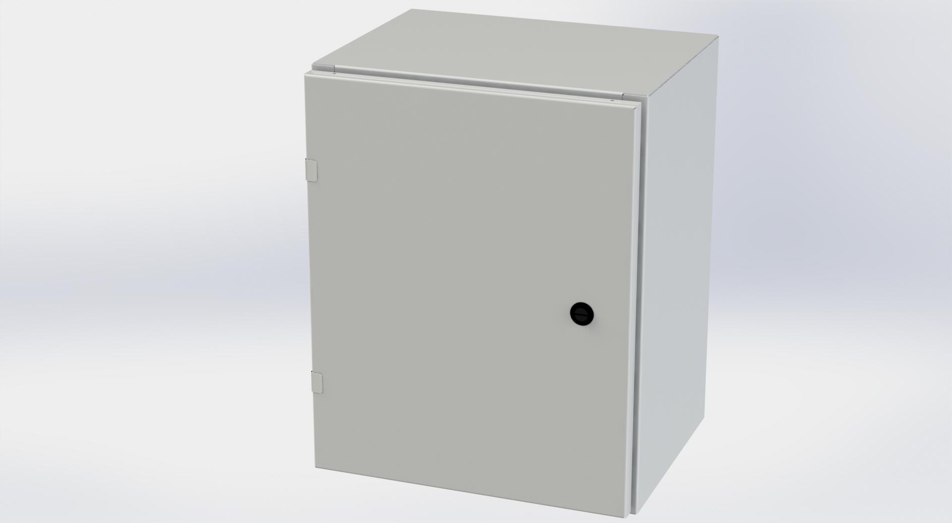 Saginaw Control SCE-20EL1612LPLG EL Enclosure, Height:20.00", Width:16.00", Depth:12.00", RAL 7035 gray powder coating inside and out. Optional sub-panels are powder coated white.
