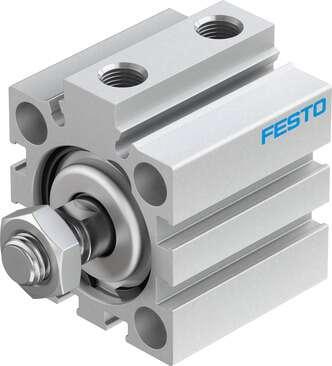 Festo 188221 short-stroke cylinder ADVC-32-15-A-P No facility for sensing, piston-rod end with male thread. Stroke: 15 mm, Piston diameter: 32 mm, Based on the standard: (* ISO 6431, * Hole pattern, * VDMA 24562), Cushioning: P: Flexible cushioning rings/plates at bot