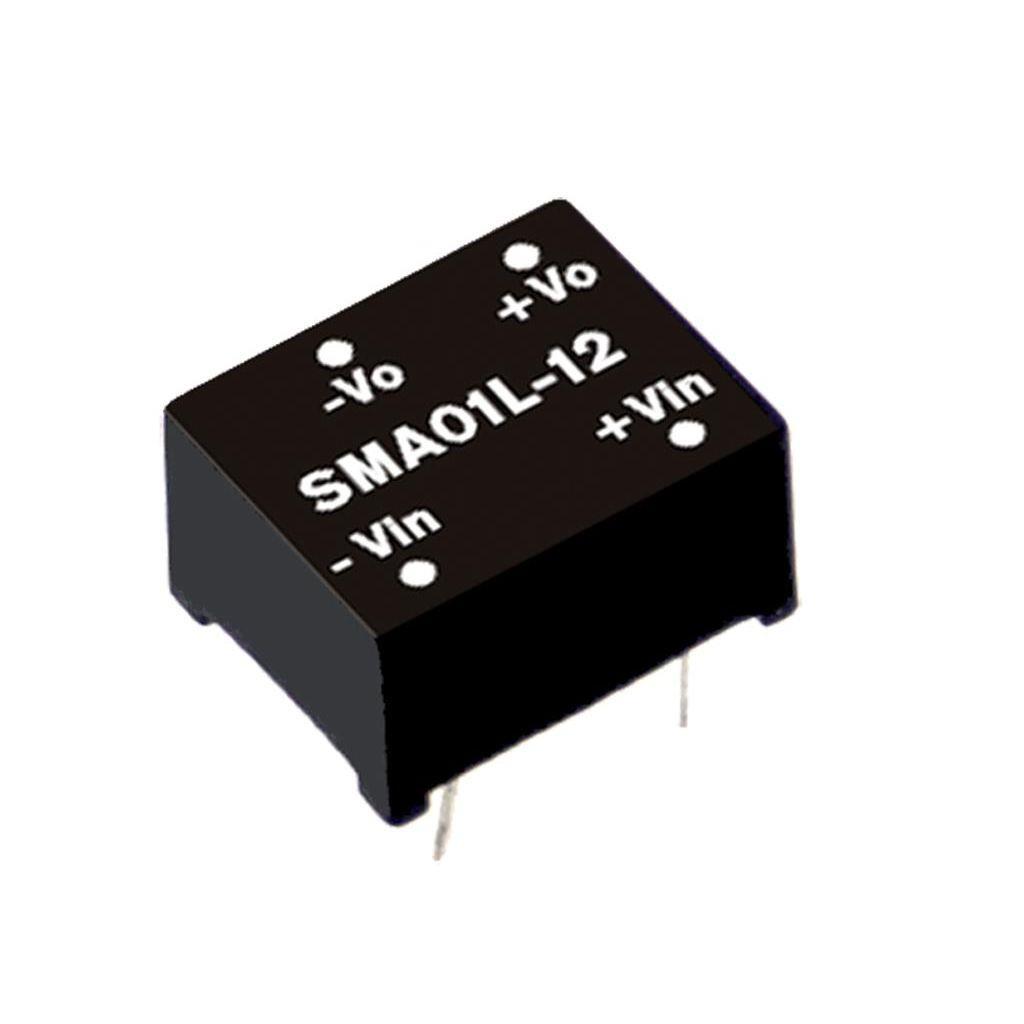 MEAN WELL SMA01N-09 DC-DC Converter PCB mount; Input 24Vdc +- 10%; Output 9Vdc at 0.11A; SIP Through hole package; Operating temperature -40°C to +85°C