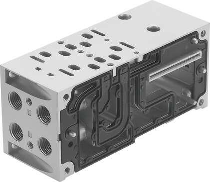 Festo 539220 manifold sub-base VABV-S4-1S-G14-2T2 For valve terminal VTSA, ISO plug-in. Size: 26 mm, CE mark (see declaration of conformity): to EU directive low-voltage devices, Corrosion resistance classification CRC: 0 - No corrosion stress, Product weight: 634 g, 