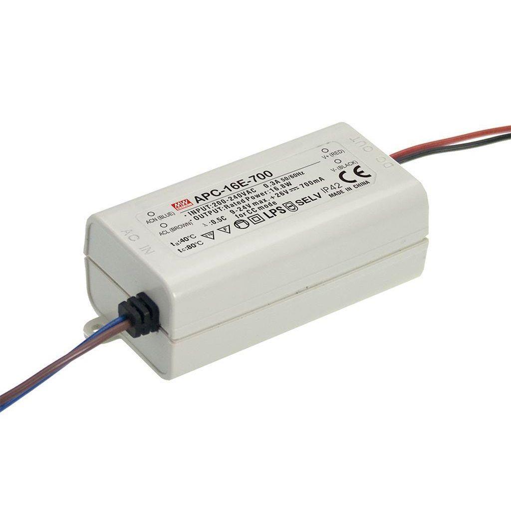MEAN WELL APC-16E-350 AC-DC Single output LED driver Constant Current (CC); Input 180-264Vac; Output 0.35A at 12-48Vdc