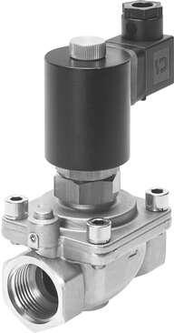 Festo 1492197 solenoid valve VZWF-L-M22C-N2-500-V-1P4-6 force pilot operated, NPT2" connection. Design structure: (* Diaphragm valve, * forced), Type of actuation: electrical, Sealing principle: soft, Assembly position: Magnet standing, Mounting type: Line installation
