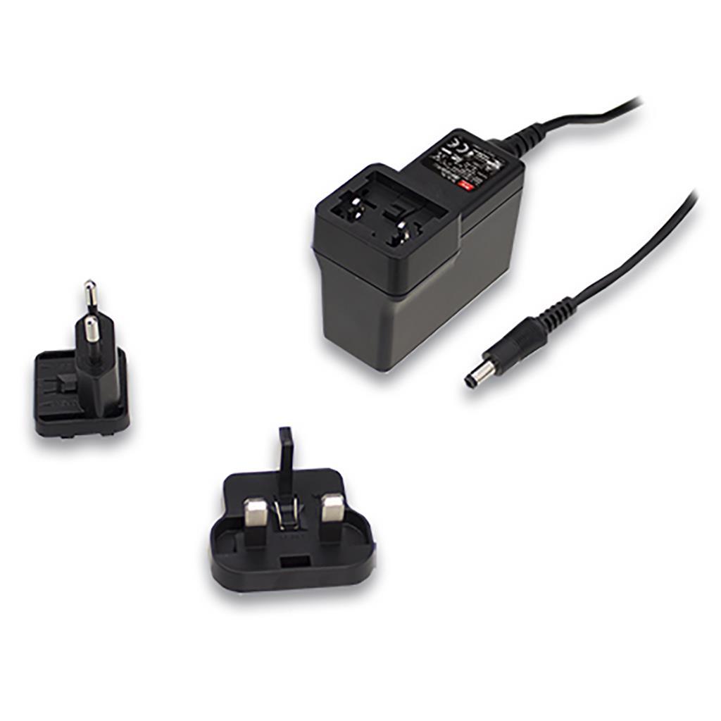 MEAN WELL GSV60I48-P1J AC-DC Wall mount adaptor with PFC; Output 48Vdc at 1.25A; Input Interchangeable plug with P1J tuning fork plug OD 5.5mm; ID 2.1mm; Length 11mm