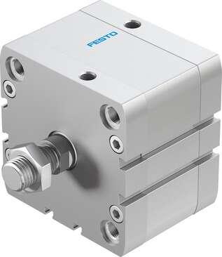 Festo 536355 compact cylinder ADN-80-20-A-P-A Per ISO 21287, with position sensing and external piston rod thread Stroke: 20 mm, Piston diameter: 80 mm, Piston rod thread: M16x1,5, Cushioning: P: Flexible cushioning rings/plates at both ends, Assembly position: Any