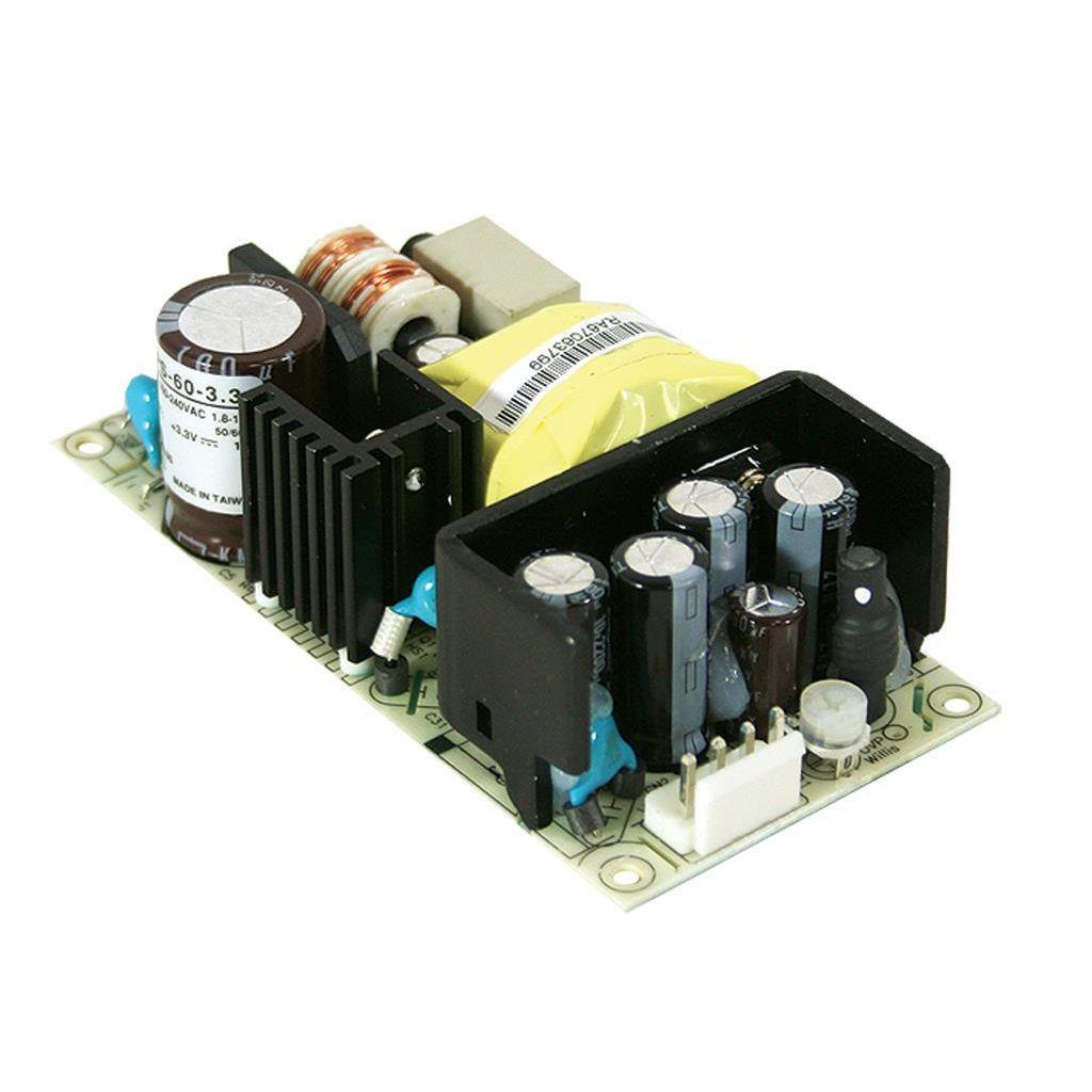 MEAN WELL RPS-60-12 AC-DC Open frame Medical power supply; Output 12Vdc at 5A; EN60601 2xMOPP; compact size 4 x 2 inch