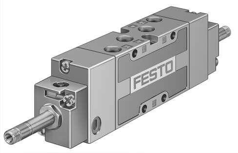 Festo 30994 solenoid valve MFH-5/3E-1/8-S-B With manual override, without solenoid coil or socket. Solenoid coil and socket should be ordered separately. Valve function: 5/3 exhausted, Type of actuation: electrical, Width: 26 mm, Standard nominal flow rate: 1000 l/mi