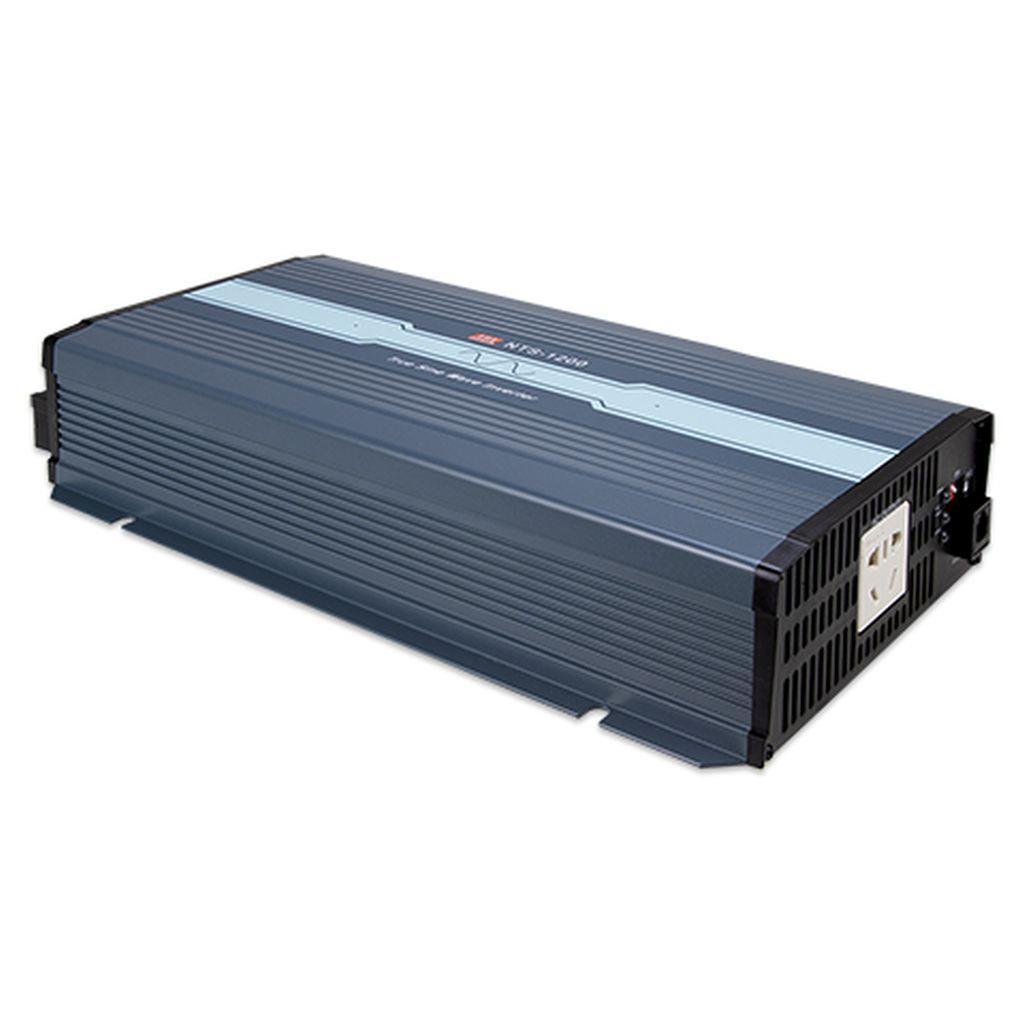 MEAN WELL NTS-1200-212CN DC-AC True Sine Wave Inverter 1200W; Input 12Vdc; Output 200/220/230/240VAC selectable by DIP switches; remote ON/OFF; Fanless design; AC output socket for China