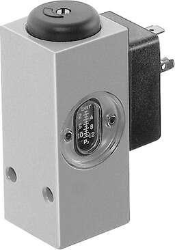 Festo 161760 pressure switch PEV-1/4-SC-OD Opens or closes an electrical circuit when a certain pressure value is reached. Adjustable pressure switching point. Without electrical socket. Conforms to standard: EN 60947-5-1, Authorisation: CCC, CE mark (see declaration 