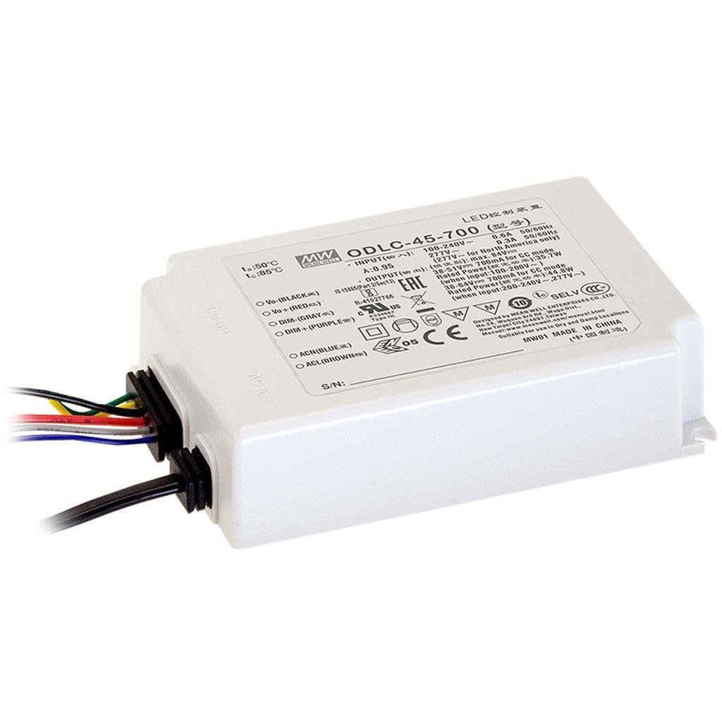 MEAN WELL ODLC-45-700 AC-DC Constant Current mode (CC) LED driver with PFC; Input range 90-295VAC; Output 64VDC at 0.7A
