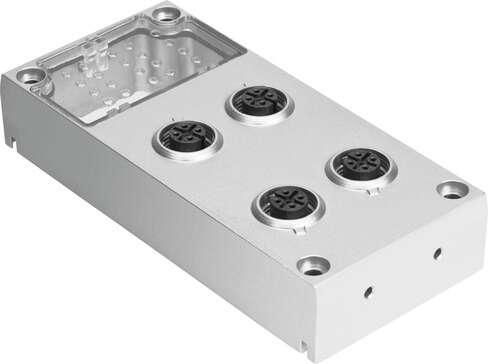Festo 549367 manifold block CPX-M-AB-4-M12X2-5POL for modular electrical terminal CPX. Additional functions: Screening additionally on metal thread, Corrosion resistance classification CRC: 0 - No corrosion stress, Protection class: IP65, Product weight: 112 g, Electr