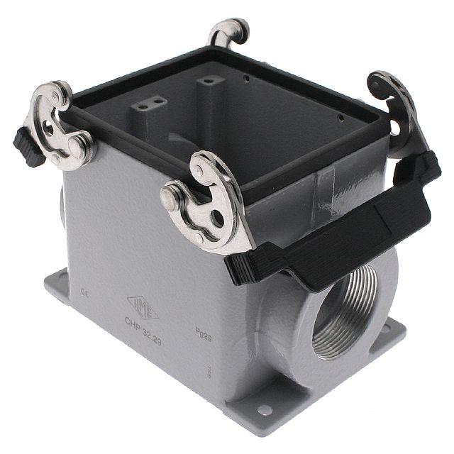 Mencom CHP-32.29 Standard, Rectangular Base, Double Latch, Surface mount, size 77.62, Side PG29 cable entry
