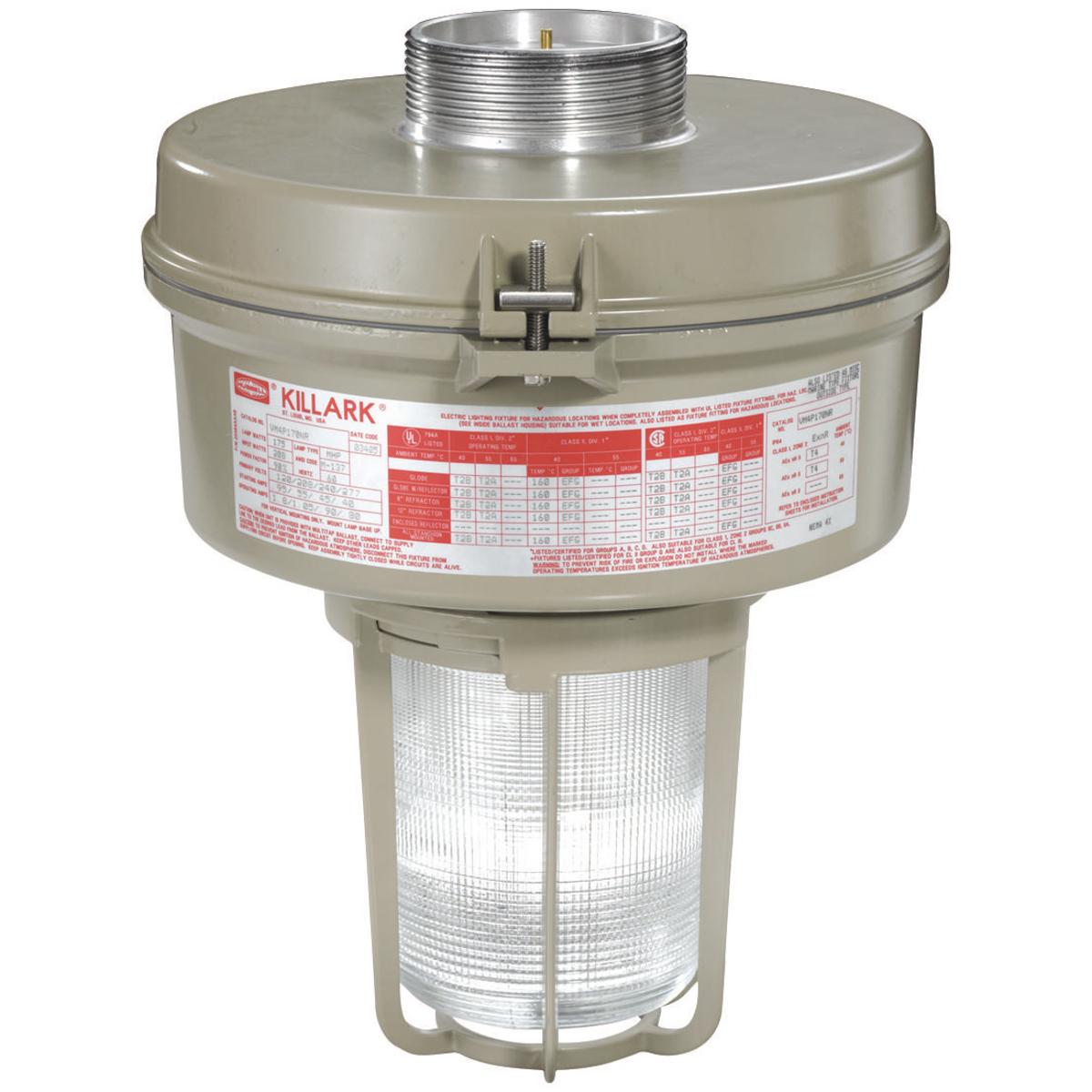 Hubbell VM3P205EZR5G VM3 Series - 200W Metal Halide 480V - EZ Mount Adapter -  Type V Glass Refractor and Guard  ; Ballast tank and splice box – corrosion resistant copper-free aluminum alloy with baked powder epoxy/polyester finish, electrostatically applied for complete, un
