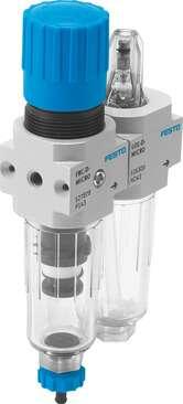Festo 527863 service unit FRC-M5-D-7-O-5M-MICRO-H Without threaded connection plate, without pressure gauge, semiautomatic condensate drain Size: Micro, Series: D, Actuator lock: Rotary knob with lock, Assembly position: Vertical +/- 5°, Condensate drain: semi-automat