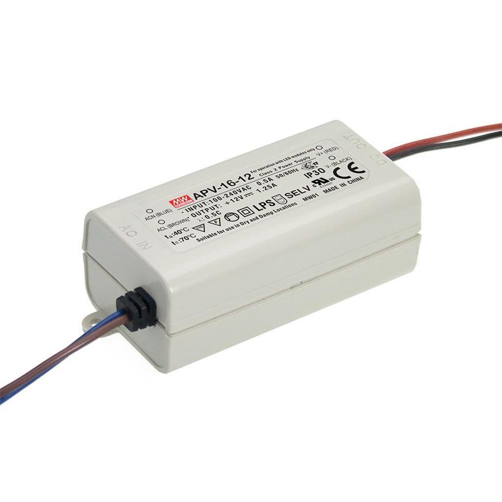 MEAN WELL APV-16-24 AC-DC Single output LED driver Constant Voltage (CV); Output 24Vdc at 0.67A