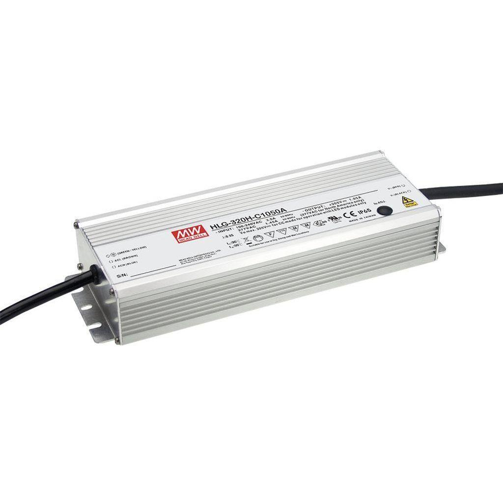 MEAN WELL HLG-320H-C2800B AC-DC Single output LED driver Constant Current (CC) with built-in PFC; Output 114Vdc at 2.8A; IP67; Cable output; CC with 0-10V; PWM; resistance
