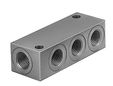 Festo 6701 distributor block FR-4-1/8-B For distribution of compressed air. Nominal size: 8,6 mm, Assembly position: Any, Operating pressure complete temperature range: 0 - 16 bar, Operating medium: Compressed air in accordance with ISO8573-1:2010 [7:-:-], Note on o