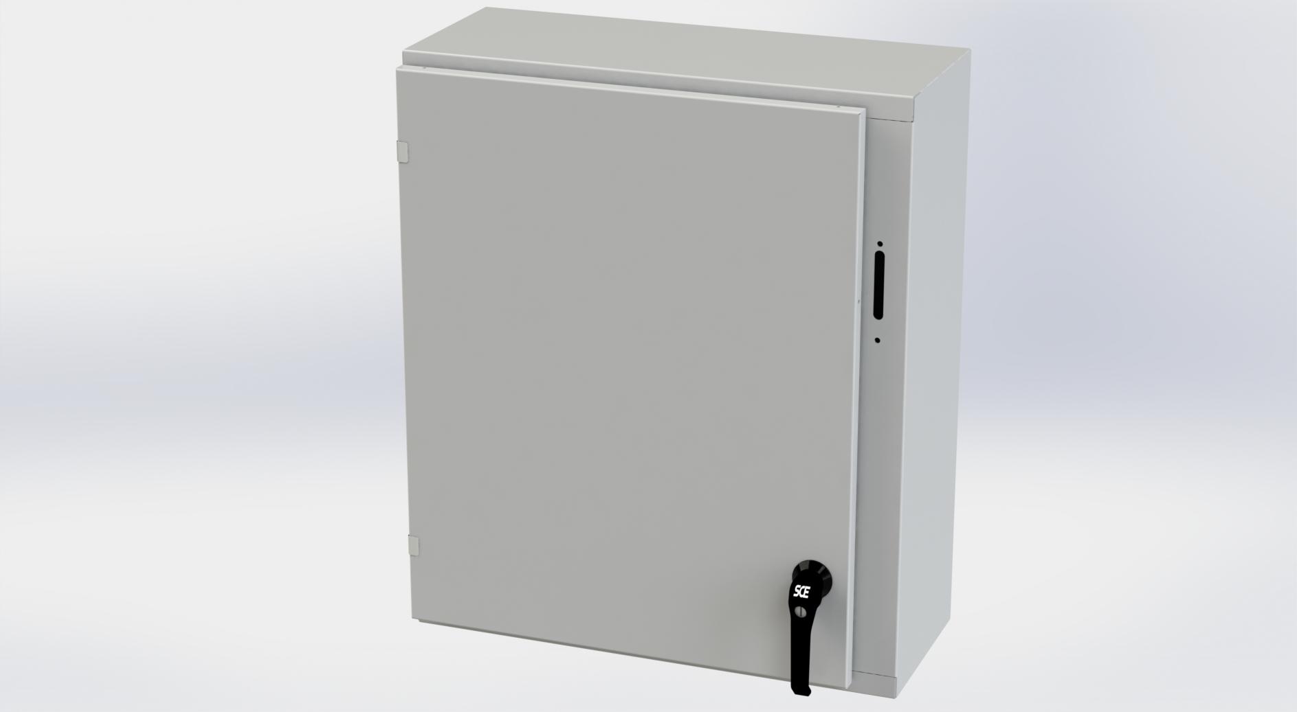 Saginaw Control SCE-30XEL2510LPLG XEL LP Enclosure, Height:30.00", Width:25.38", Depth:10.00", RAL 7035 gray powder coating inside and out. Optional sub-panels are powder coated white.
