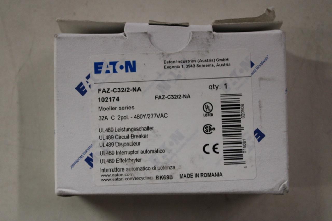 Eaton FAZ-C32/2-NA Miniature circuir breaker, 2 pole, 32 A, C trip curve, 277/480 VAC, screw terminals, UL489