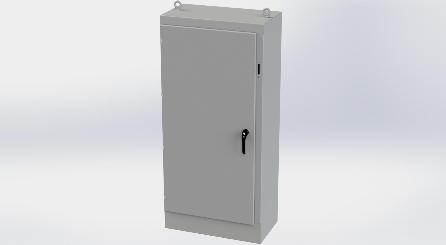 Saginaw Control SCE-72XM3418 1DR XM Enclosure, Height:72.00", Width:33.50", Depth:18.00", ANSI-61 gray powder coating inside and out. Sub-panels are powder coated white.  