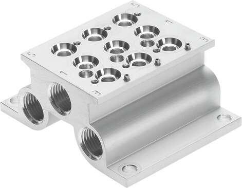 Festo 543840 manifold block CPE18-PRS-3/8-3 For CPE valves. Grid dimension: 26 mm, Assembly position: Any, Max. number of valve positions: 3, Max. no. of pressure zones: 2, Operating pressure: -0,9 - 10 bar