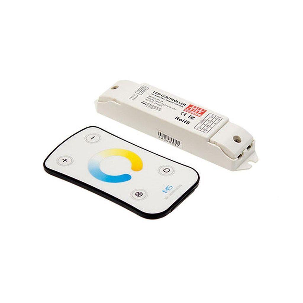 MEAN WELL RFP-M5M3-3A Remote and receiver control kits; Remote input 3VDC; Receiver Input 12-24VDC; Output 108W(12VDC) 216W(24VDC); Control color temperature and brightness
