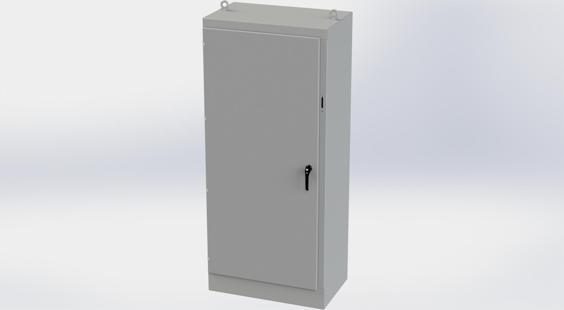 Saginaw Control SCE-90XM4024 1DR XM Enclosure, Height:90.00", Width:39.50", Depth:24.00", ANSI-61 gray powder coating inside and out. Sub-panels are powder coated white.  