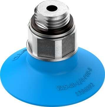Festo 1396095 suction cup VAS-55-1/4-PUR-B Sealing ring is not included in the scope of delivery. Suction cup height compensator: 3,5 mm, Nominal size: 4 mm, suction cup diameter: 55 mm, suction cup volume: 8,01 cm3, Effective suction diameter: 44,7 mm