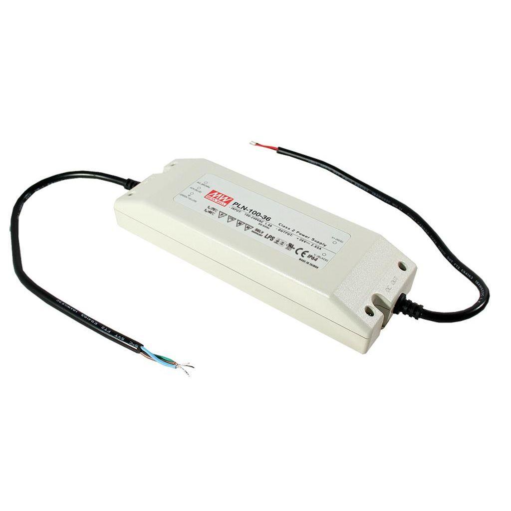 MEAN WELL PLN-100-20 AC-DC Single output LED driver Mix mode (CV+CC); Output 20Vdc at 4.8A; cable output; encapsulated IP64