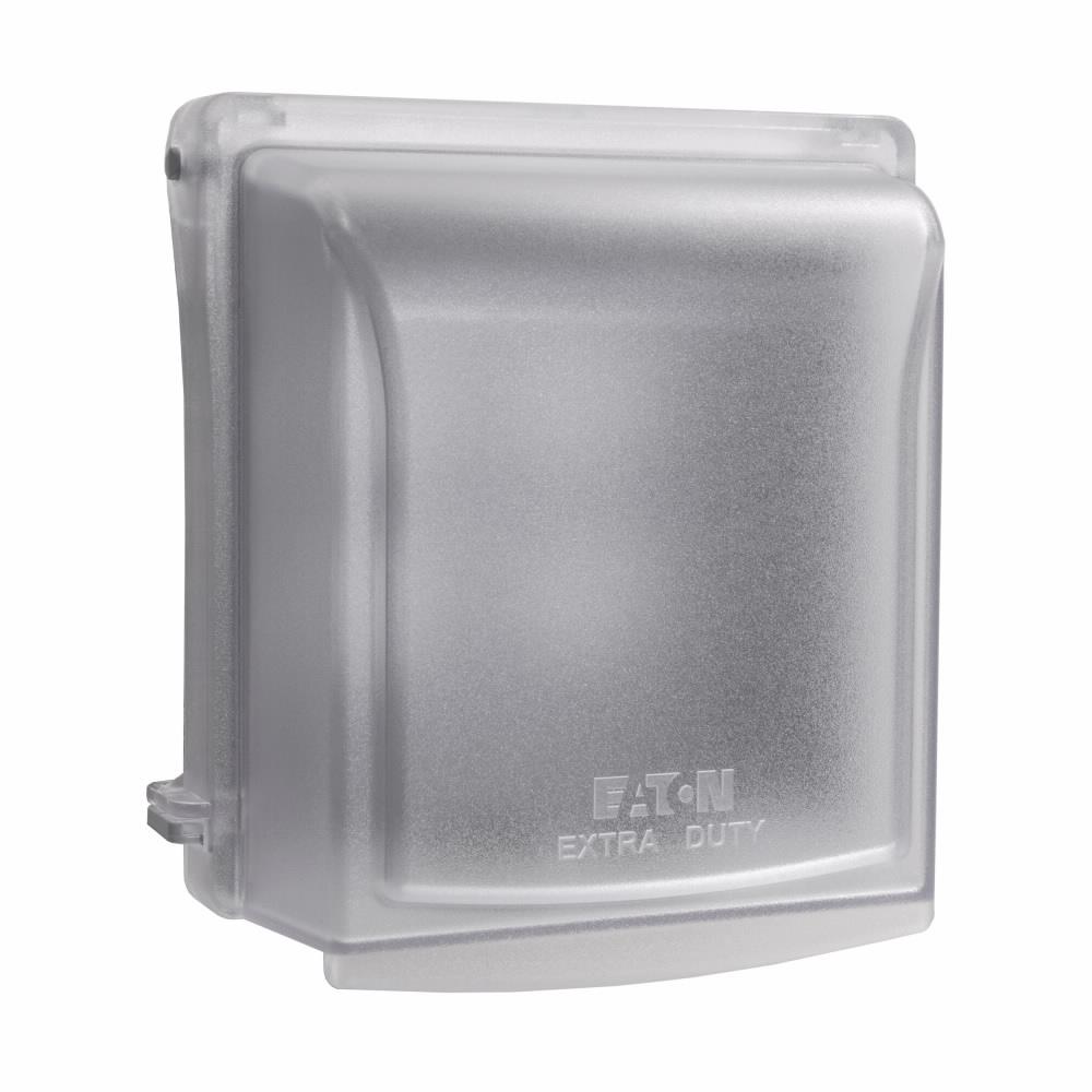 Eaton Corp WIU2DT1 Eaton Crouse-Hinds series extra duty while-in-use cover, Transparent gray, 3.125" deep, Polycarbonate, Vertical, 55:1 configuration, Two-gang, Universal mounting