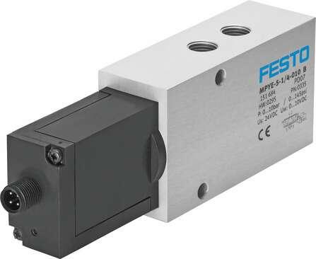 Festo 154200 proportional directional control valve MPYE-5-M5-010-B Nominal size: 2 mm, Type of actuation: electrical, Sealing principle: Hard, Assembly position: Any, Design structure: Piston slide