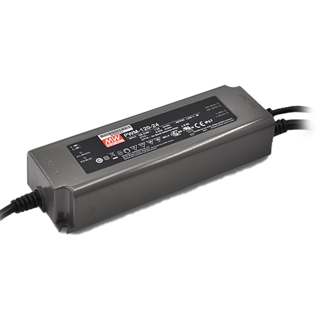 MEAN WELL PWM-120-48SVA AC-DC Single output LED driver Constant Voltage (CV); PWM output for LED strips; Output 48Vdc at 2.5A; Silvair Bluetooth control protocol; IP67