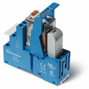Finder 58.32.9.024.0050 Electromechanical interface relay module pre-assembled with socket base and ejector - with LED indicator - Finder (58 series) - Control coil voltage 24Vdc - 2 poles (2P) - 2C/O / DPDT (Double Pole Double Throw) contact - Rated current 10A (250Vac; AC-1) /
