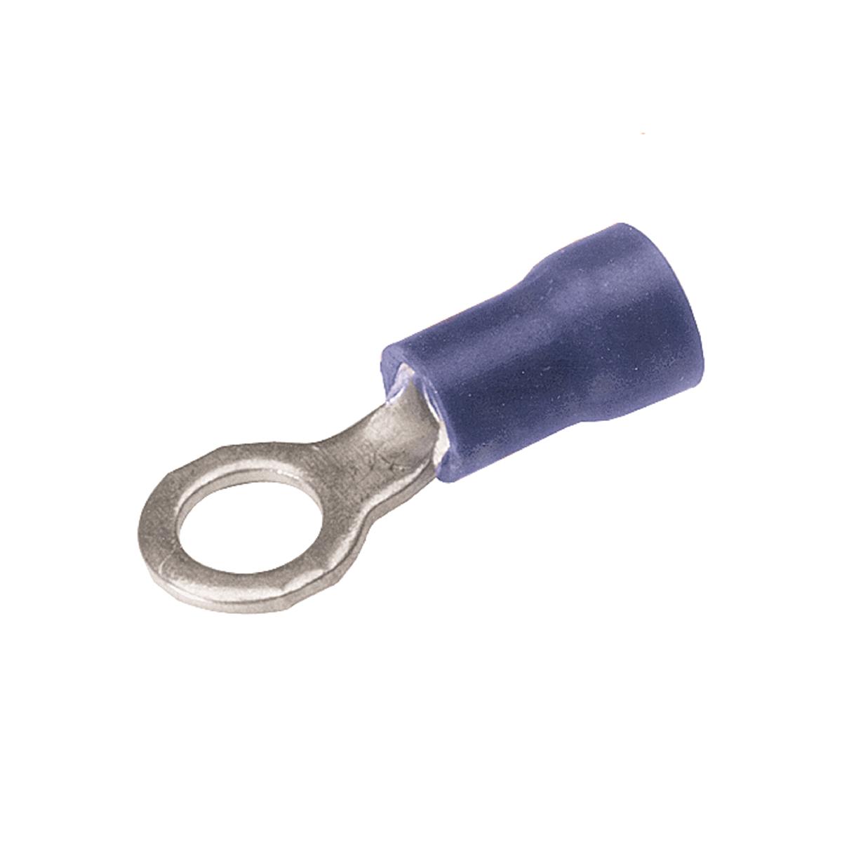 Hubbell BA14E38 Vinyl Ring Terminal For 16 - 14 AWG.  ; Expanded insulation support accepts standard and large wire diameters providing lower inventory requirements and greater flexibility ; Funnel entry for easy wire insertion ; Manufactured of pure electrolytic copper 
