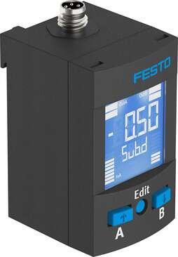 Festo 8001219 pressure sensor SPAU-B2R-H-G18FD-L-PNLK-PNVBA-M8U Suitable for monitoring compressed air and non-corrosive gases, mounting H-rail, with display. Authorisation: (* RCM Mark, * c UL us - Listed (OL)), CE mark (see declaration of conformity): (* to EU direct