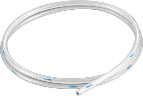 Festo 197377 plastic tubing PUN-H-6X1-NT Approved for use in food processing (hydrolysis resistant) Outside diameter: 6 mm, Bending radius relevant for flow rate: 26 mm, Inside diameter: 4 mm, Min. bending radius: 10 mm, Tubing characteristics: Suitable for energy cha