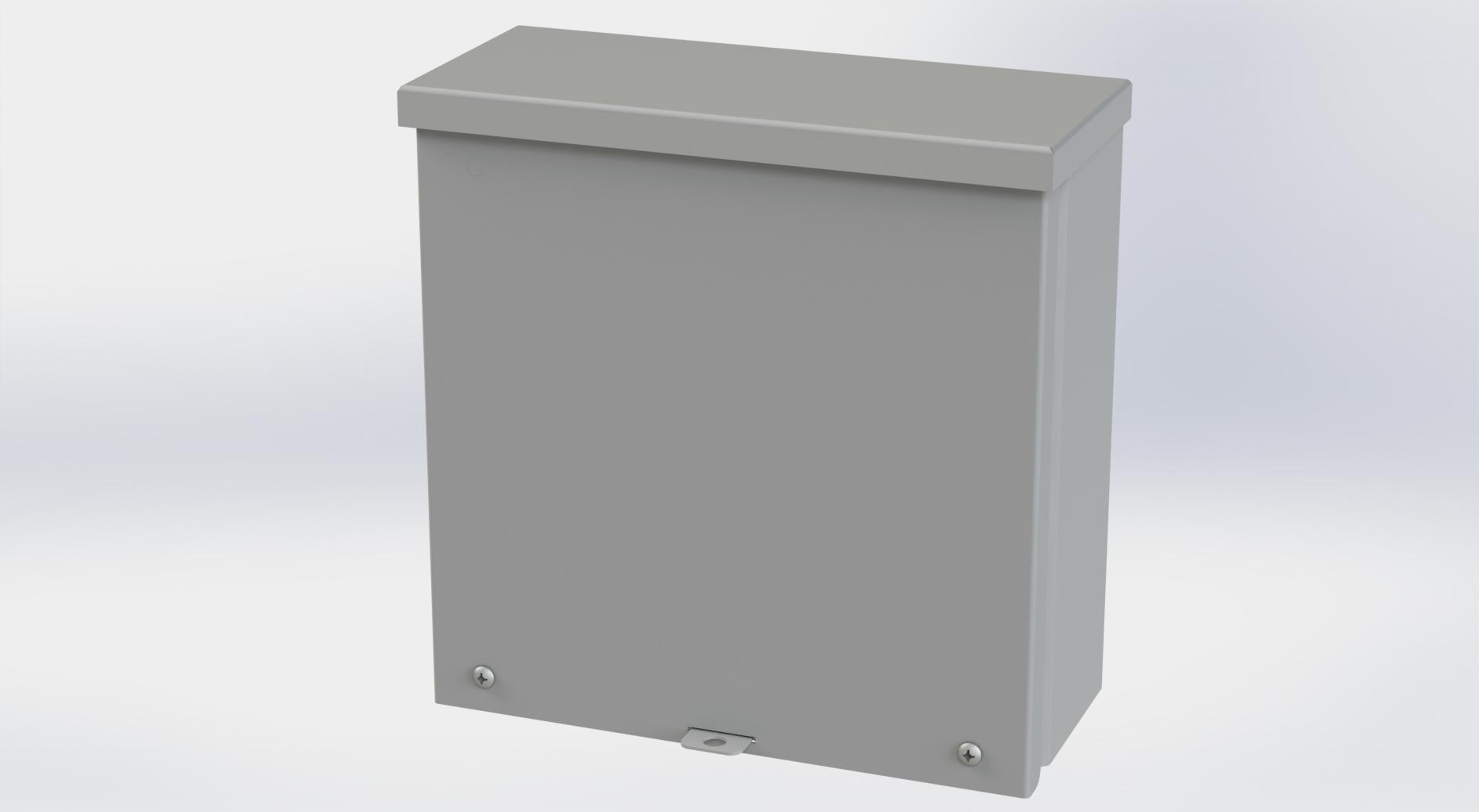 Saginaw Control SCE-10R104 Type-3R Screw Cover Enclosure, Height:10.00", Width:10.00", Depth:4.00", ANSI-61 gray powder coating inside and out.