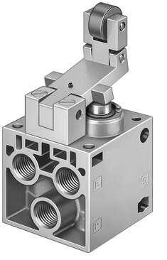 Festo 8993 Roller lever valve L-5-1/4-B With idle return and barbed fitting for 3 mm tubing. Normally-open or normally-closed function depending on choice of connection. Valve function: 5/2 monostable, Type of actuation: mechanical, Standard nominal flow rate: 550 l