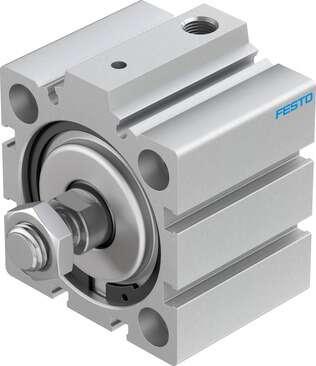 Festo 188256 short-stroke cylinder AEVC-50-10-A-P-A For proximity sensing, piston-rod end with male thread. Stroke: 10 mm, Piston diameter: 50 mm, Spring return force, retracted: 40 N, Based on the standard: (* ISO 6431, * Hole pattern, * VDMA 24562), Cushioning: P: F