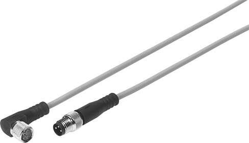 Festo 562468 connecting cable NEBV-M8W4L-E-2.5-M8G3 Conforms to standard: (* EN 61076-2-101, * ISO 20401), Operating status display: Yellow LED, Product weight: 50 g, Electrical connection: (* 4-pin / 3-pin, * angled socket / straight plug, * M8x1 / M8x1), Operating v