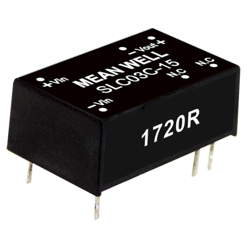 MEAN WELL SLC03A-15 DC-DC Converter PCB mount; Input 9-18Vdc; Single Output 15Vdc at 0.2A; DIP Through hole  package