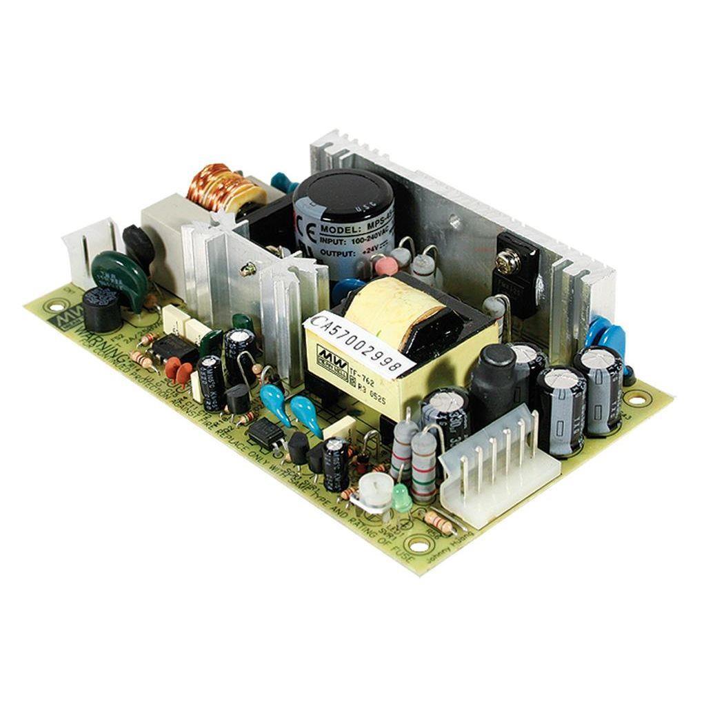 MEAN WELL MPS-45-24 AC-DC Single output Medical Open frame power supply; Output 24Vdc at 1.9A; 2xMOPP; MPS-45-24 is succeeded by RPS-45-24.