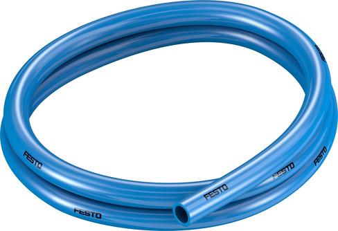 Festo 570390 plastic tubing PUN-14X2-BL Standard O.D tubing, for QS plug connectors, CN and CK polyurethane fittings (not approved for use in the food industry). Outside diameter: 14 mm, Bending radius relevant for flow rate: 84 mm, Inside diameter: 9,8 mm, Min. bendi