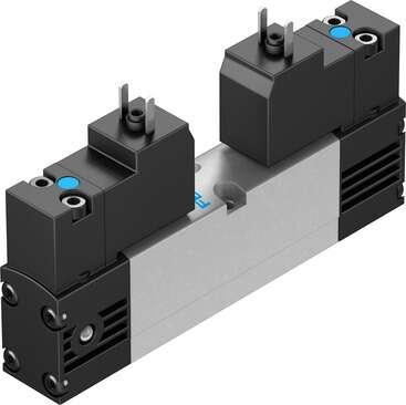 Festo 547087 solenoid valve VSVA-B-P53C-ZH-A2-1C1 With square plug, shape C Valve function: 5/3 closed, Type of actuation: electrical, Valve size: 18 mm, Standard nominal flow rate: 450 l/min, Operating pressure: -0,9 - 10 bar