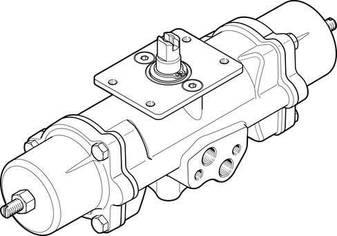 Festo 552877 semi-rotary drive DAPS-0015-090-RS3-F03-CR single-acting, air connection to VDI/VDE 3845 Namur valves, direct flange mounting, stainless steel version. Size of actuator: 0015, Flange hole pattern: F03, Swivel angle: 90 deg, Shaft connection depth: 10,2 mm