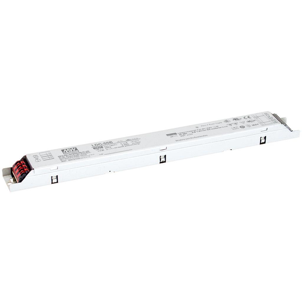 MEAN WELL LDC-55B AC-DC Linear LED driver Constant Power Mode; Output 56Vdc at 1.6A; Metal housing design; 3-in-1 dimming 0-10Vdc PWM resistance