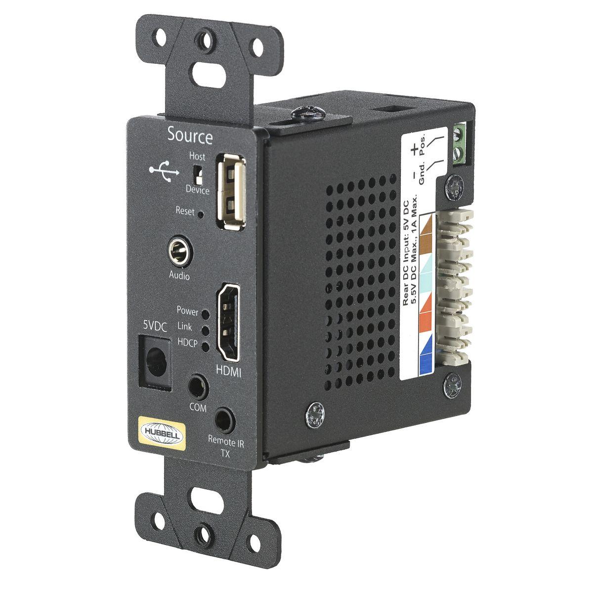 Hubbell ISFHDT4BK 110 HDBaseT HDMI, USB, Analog Audio, RS232, IR, Extender  ; 4KAV, 1-Gang, TX